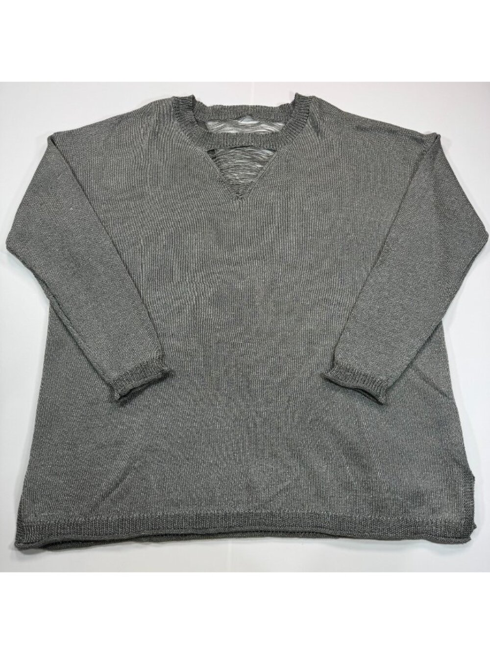 Lane Bryant Sweater Women's 26 Gray Acrylic Tight-Knitted Holiday Preppy Winter